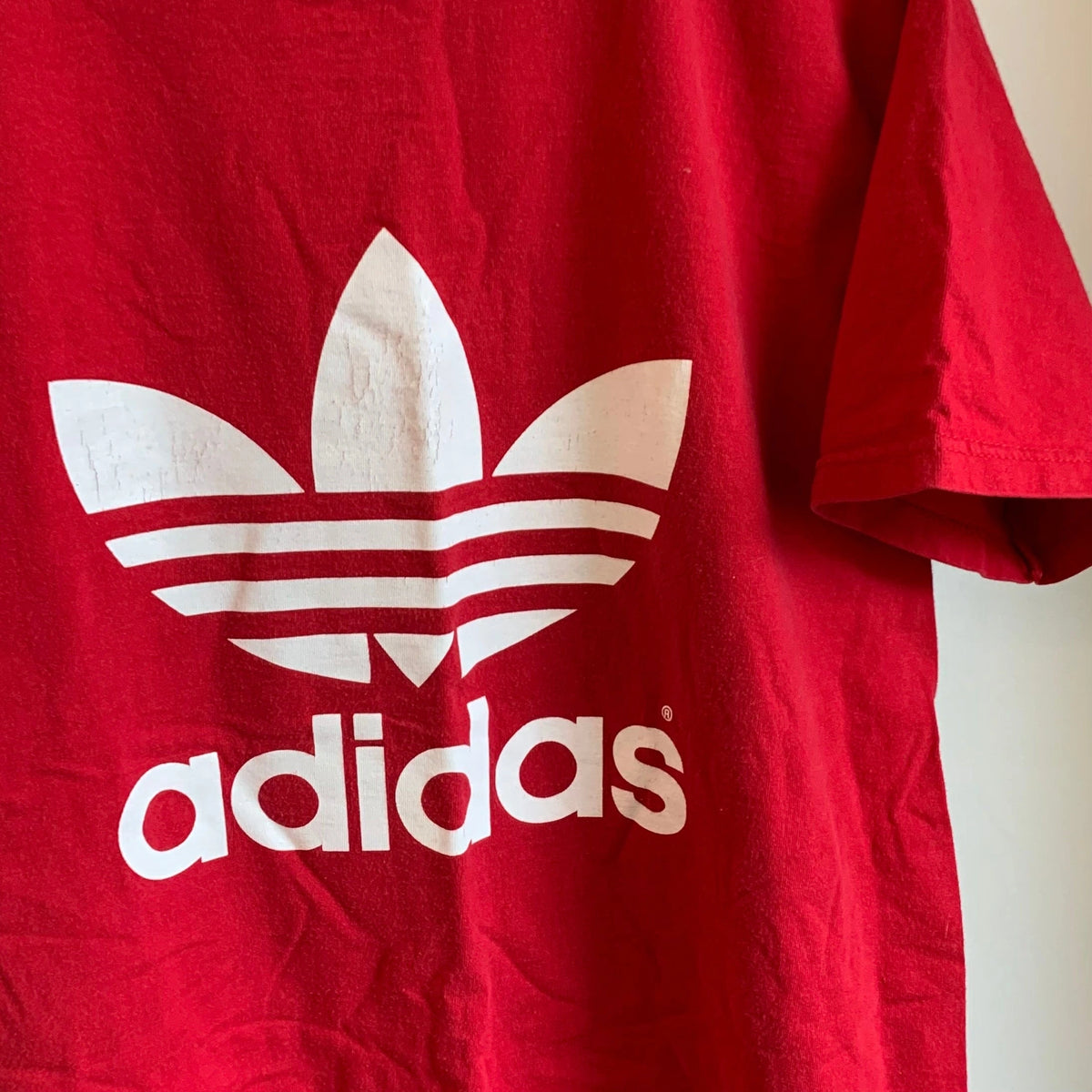 Vintage adidas Trefoil Big Logo Red Tee Shirt Medium Vintage adidas Trefoil Big Logo Red Tee Shirt Medium