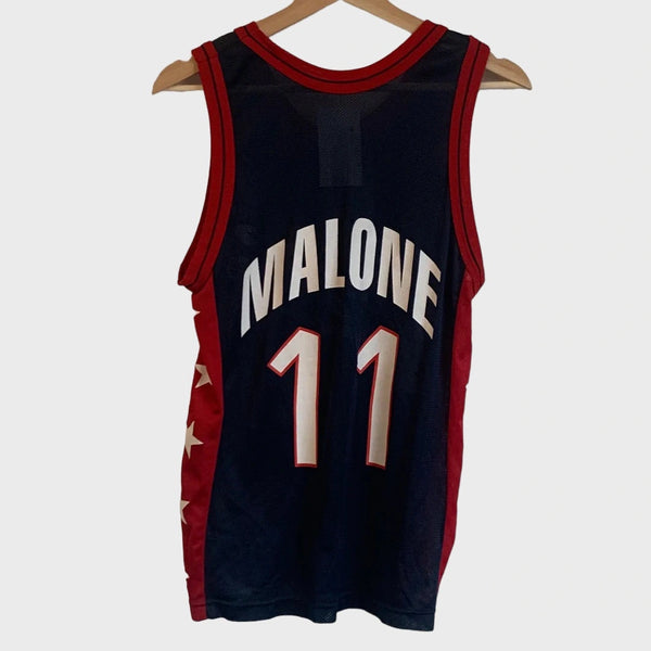 Vintage 1996 Champion Karl Malone USA Dream Team 2 Navy Blue Basketball Jersey Small - Laundry PDX
