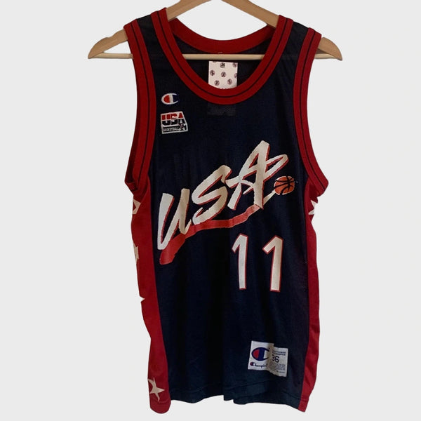 Vintage 1996 Champion Karl Malone USA Dream Team 2 Navy Blue Basketball Jersey Small - Laundry PDX