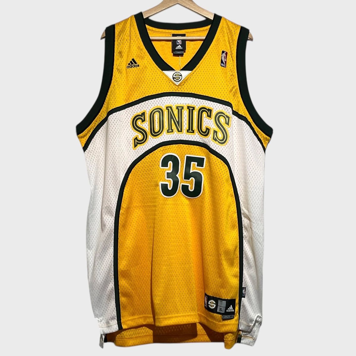 Vintage adidas Kevin Durant Yellow Seattle SuperSonics NBA Jersey