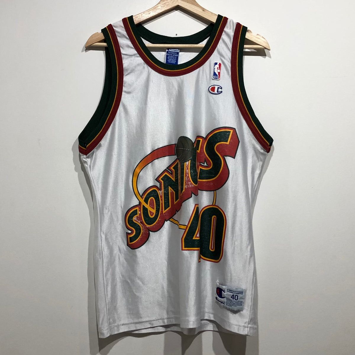 Seattle Supersonics Shawn Kemp Champion Jersey Size 48