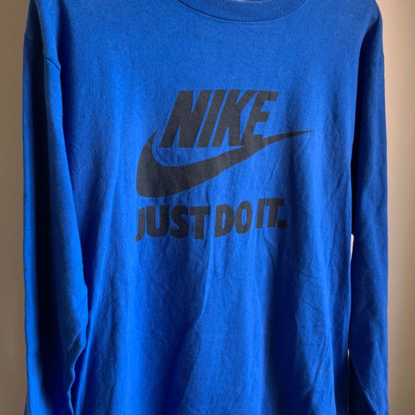 Vintage Blue Big Logo Long Sleeve Shirt L