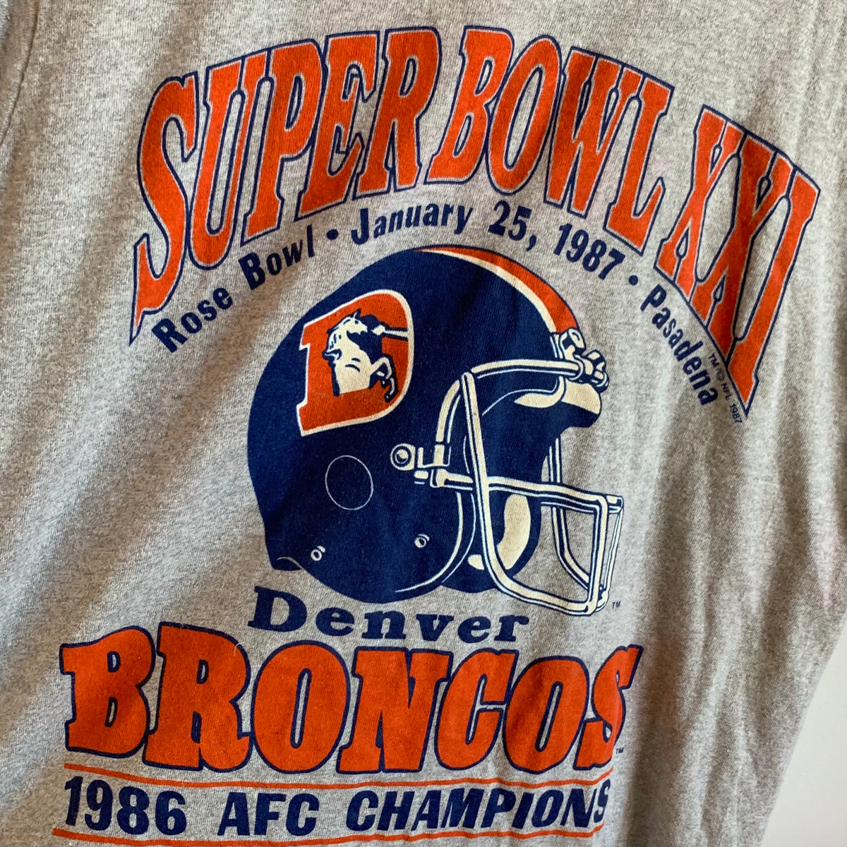 VINTAGE NFL DENVER BRONCOS AFC CHAMPS TEE SHIRT 1987 LARGE MADE