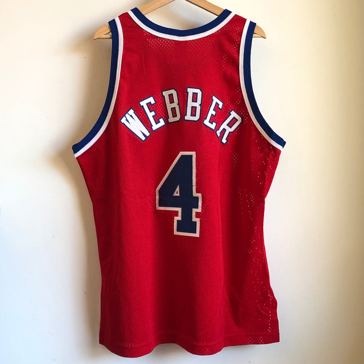 Champion Chris Webber 96-97 WASHINGTON BULLETS Gold Authentic NBA Team  JERSEY 48