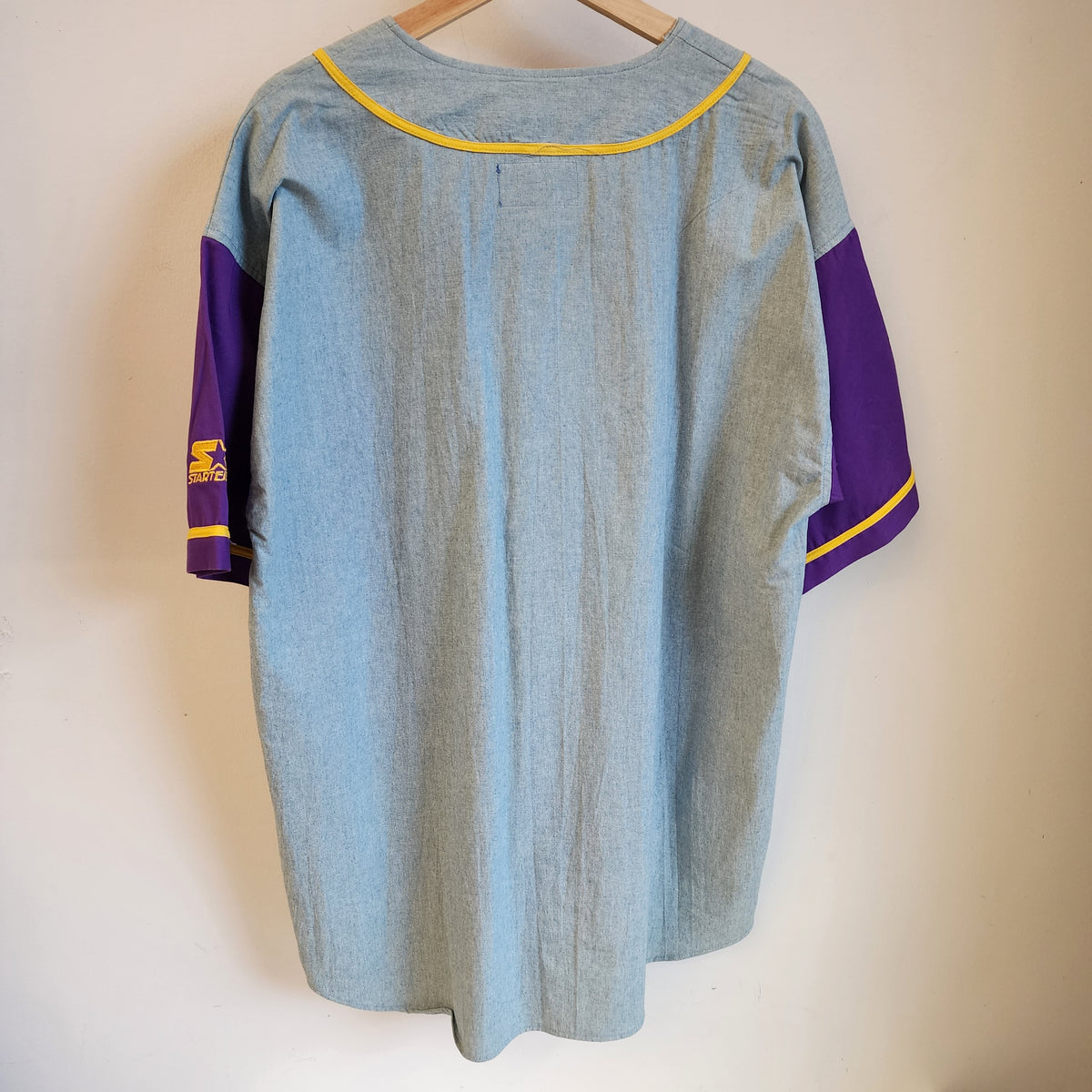 STARTER, Shirts, Vintage Starter Pinstripe Nba La Lakers Baseball Jersey  Large