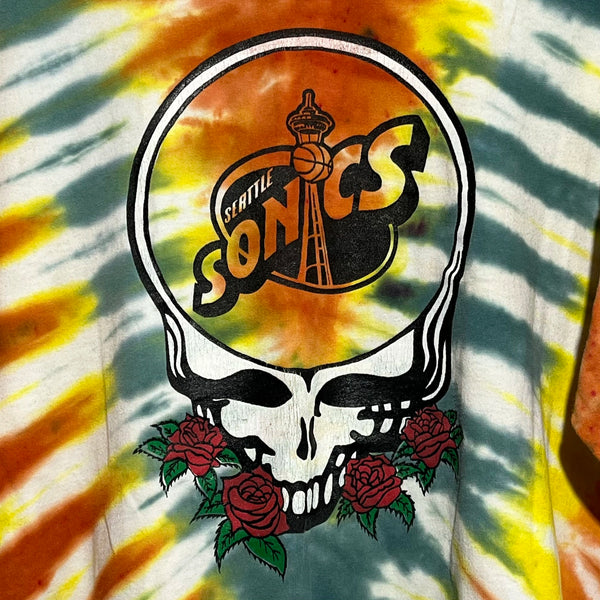 Vintage Seattle SuperSonics Grateful Dead Tie Dye Tee Shirt 2XL