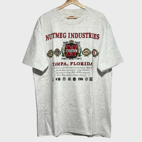 Vintage 1990s Nutmeg Industries Logo Tee Shirt XL