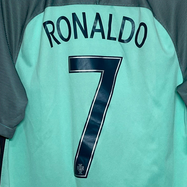 Cristiano Ronaldo Portugal 2016 Euro Away Soccer Jersey M