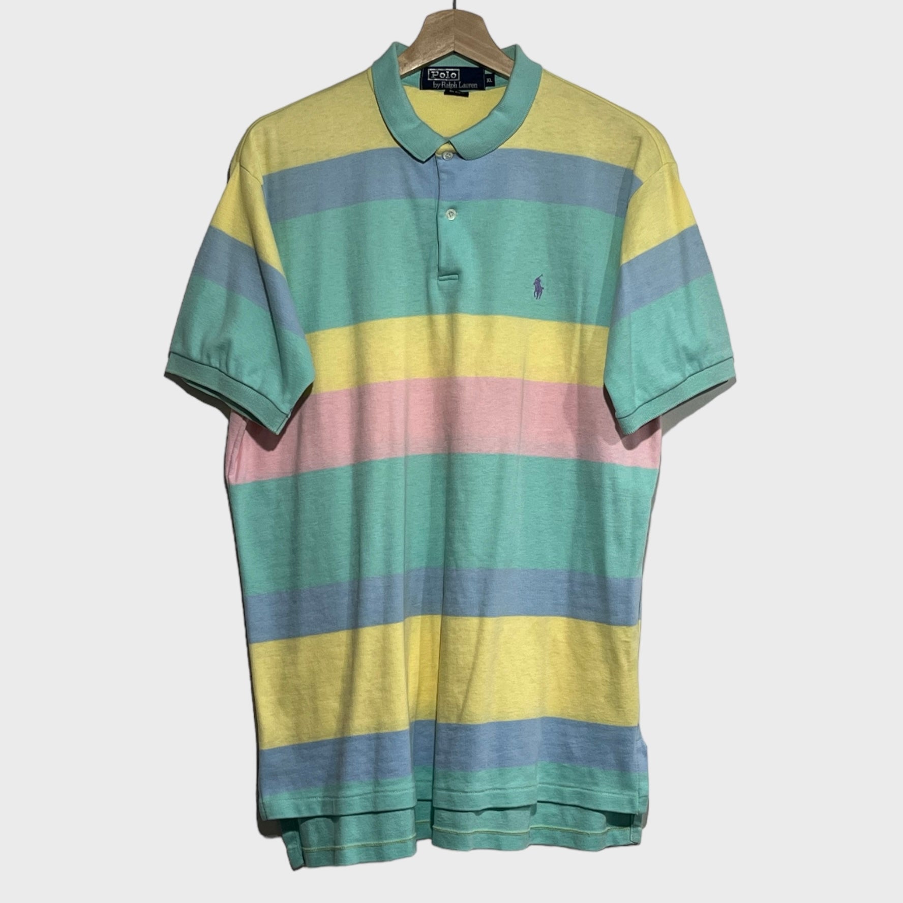 Laundry Vintage 1980s Ralph Lauren Pastel Polo Shirt XL