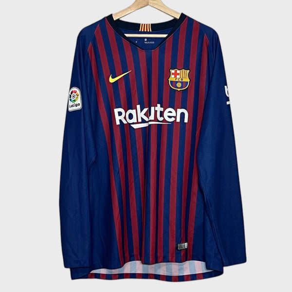 FC Barcelona 2018/19 Long Sleeve Home Soccer Jersey 2XL