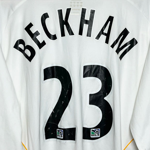 David Beckham Los Angeles Galaxy 2007/08 Long Sleeve Home Soccer Jersey XL