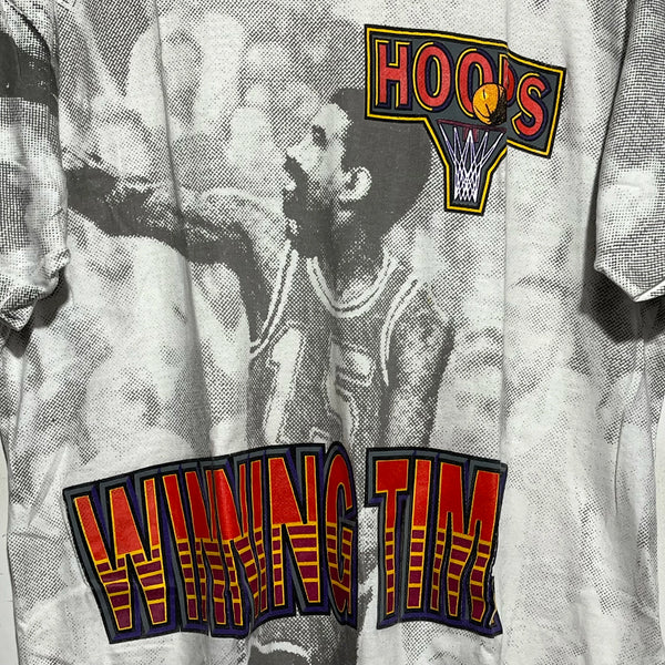 Vintage 1990s Earl Monroe New York Knicks Basketball All-Over-Print Tee Shirt XL