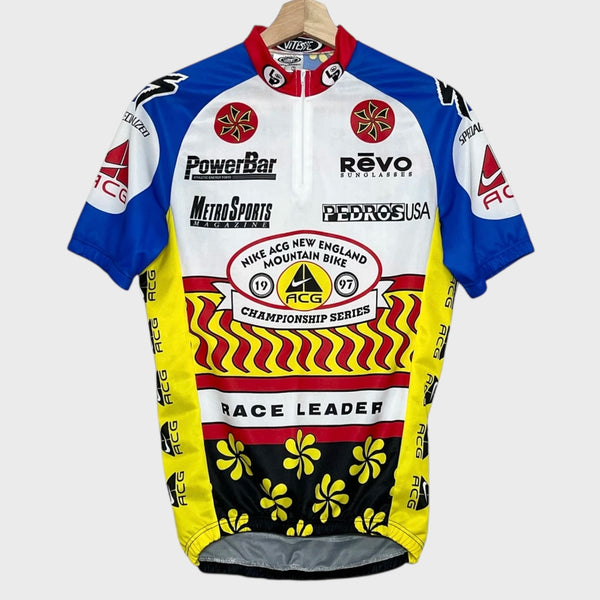 Vintage 1997 Nike ACG New England Mountain Bike Championship Series Race Leader Cycling Jersey M