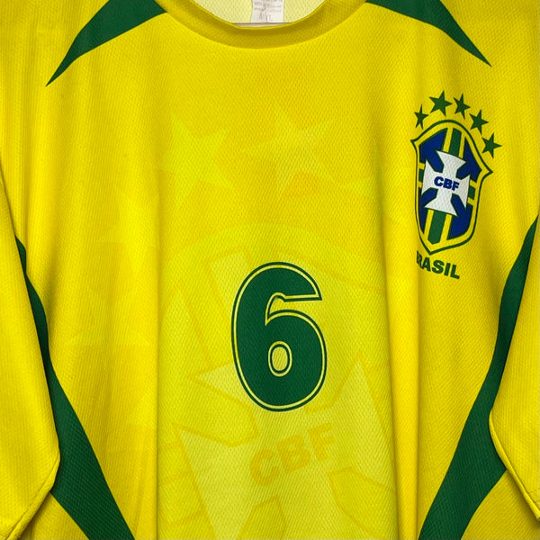 Vintage Roberto Carlos Brazil Home Soccer Jersey M/L