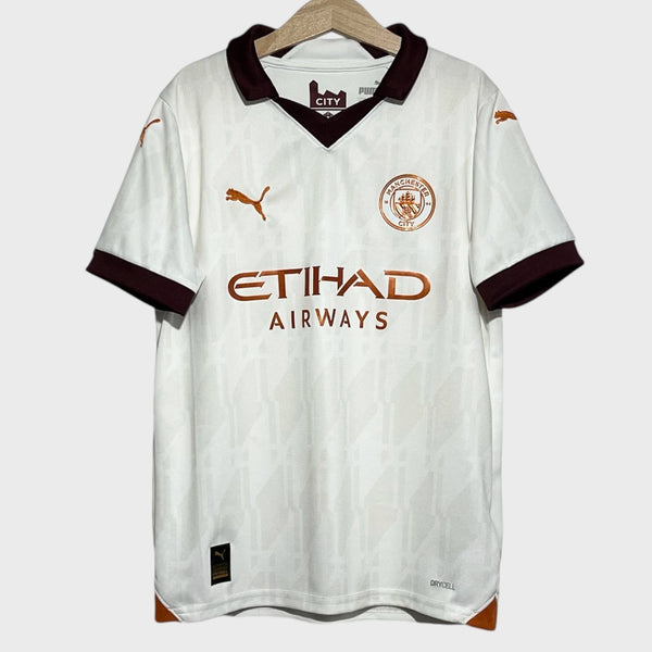 Manchester City 2023/24 Away Soccer Jersey Youth M