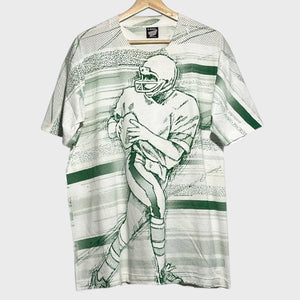 Vintage 1991 Spectra Graphics All-Over-Print Football Tee Shirt XL
