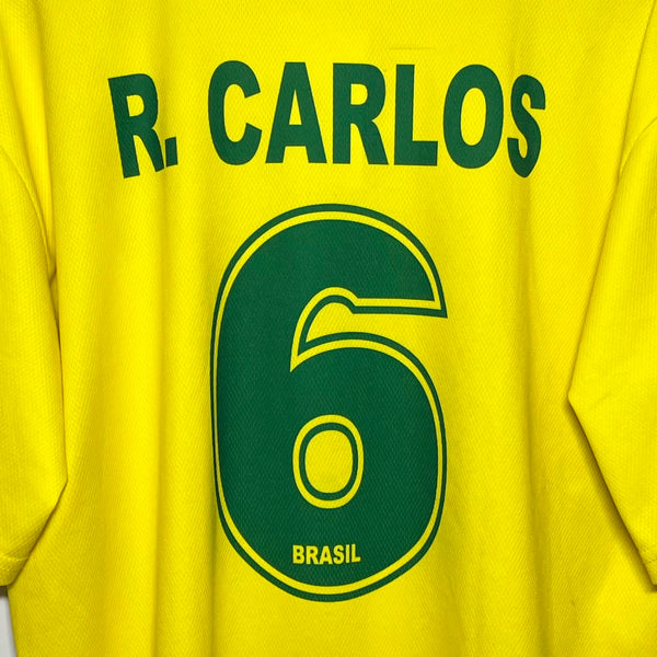 Vintage Roberto Carlos Brazil Home Soccer Jersey M/L