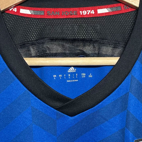 San Jose Earthquakes 2014/15 Long Sleeve Home Pro Cut Soccer Jersey L