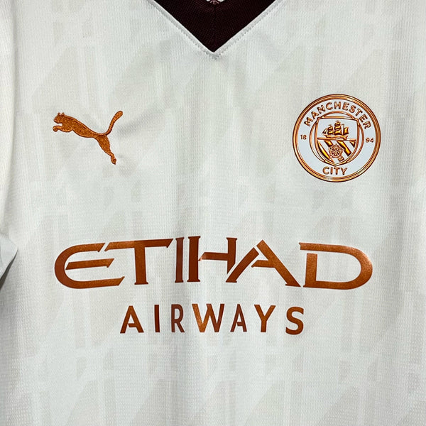 Manchester City 2023/24 Away Soccer Jersey Youth M