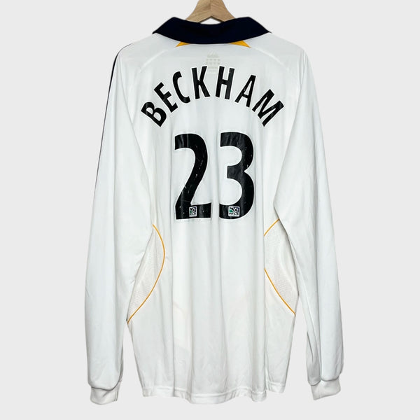 David Beckham Los Angeles Galaxy 2007/08 Long Sleeve Home Soccer Jersey XL