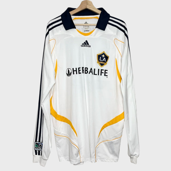 David Beckham Los Angeles Galaxy 2007/08 Long Sleeve Home Soccer Jersey XL