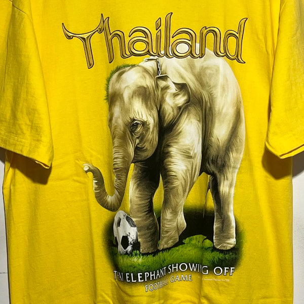 Vintage Thailand “Thai Elephant Showing Off” Soccer Tee Shirt L