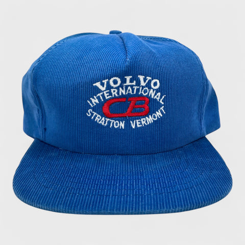Vintage 1980s Volvo International CB Stratton Vermont Corduroy Snapback Hat
