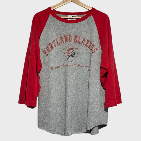 Vintage 1990s Portland Trail Blazers 3/4 Sleeve Basketball Tee Shirt XL