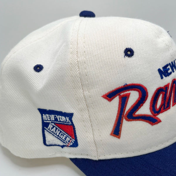 Vintage 1990s New York Rangers Hockey Script Snapback Hat