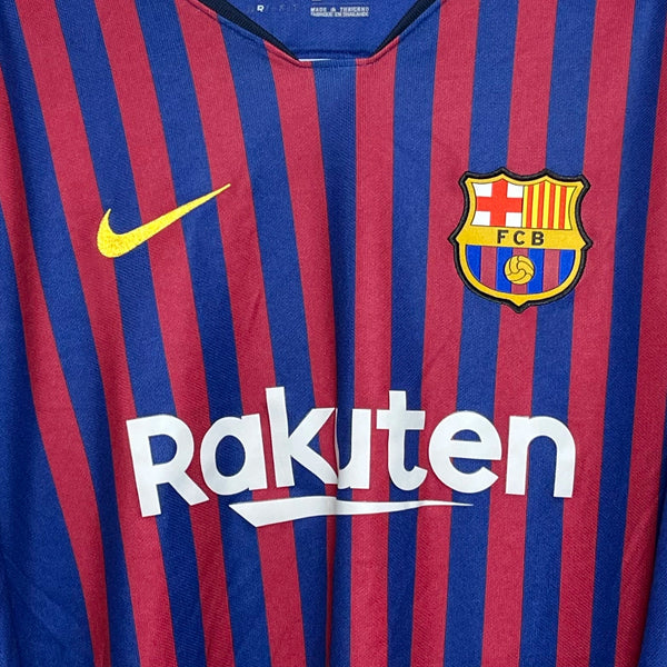 FC Barcelona 2018/19 Long Sleeve Home Soccer Jersey 2XL