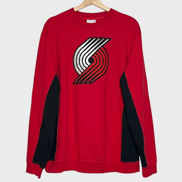 Vintage Y2K Portland Trail Blazers Basketball Big Logo Heavyweight Sweatshirt L
