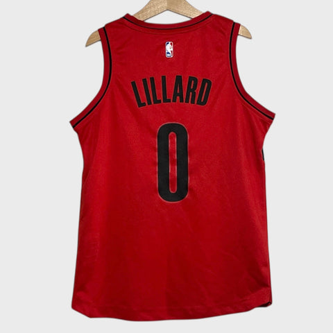 Red basketball jersey with 'Lillard' and number '0' on a white background