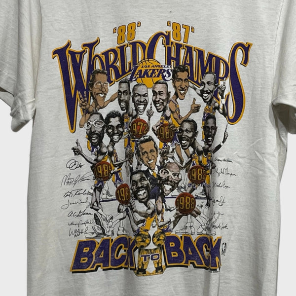 Vintage Los Angeles Lakers Caricature Shirt Back To Back World Champs M