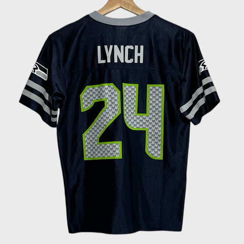 Marshawn Lynch Seattle Seahawks Navy Blue NFL Football Jersey Youth Large - Laundry PDX