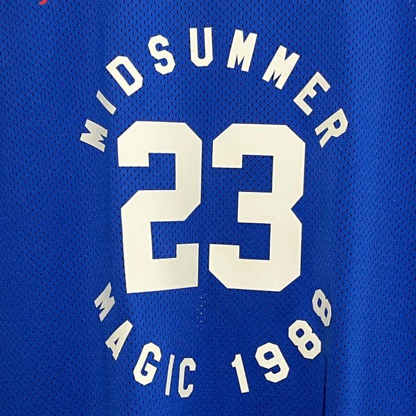 Blue basketball jersey with 'Midsummer Magic 1988' text and number 23 on a blue background