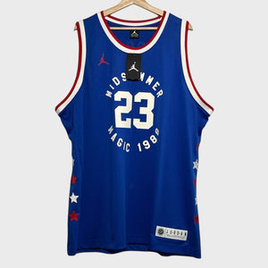 Blue basketball jersey with '23' and 'Midsummer Magic 1988' text on a white background