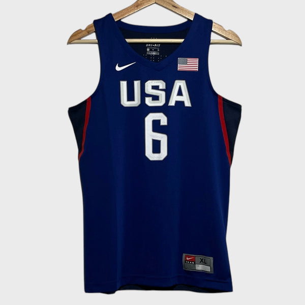 Nike LeBron James Team USA US Olympic Blue Basketball Jersey Youth XL Laundry PDX