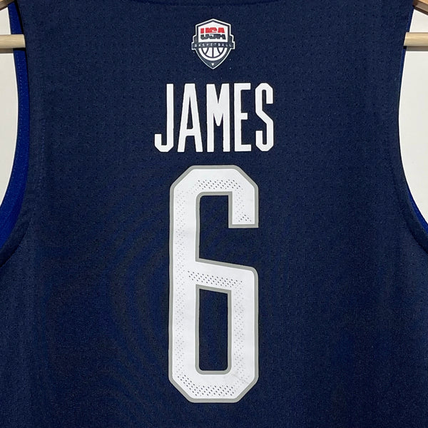 Nike LeBron James Team USA US Olympic Blue Basketball Jersey Youth XL Laundry PDX