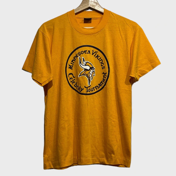 Vintage 1980s Minnesota Vikings Celebrity Golf Tournament Yellow NFL Tee Shirt Large Laundry PDX