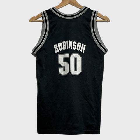 Vintage 1990s Champion David Robinson San Antonio Spurs Black NBA Basketball Jersey Youth Large - Laundry PDX