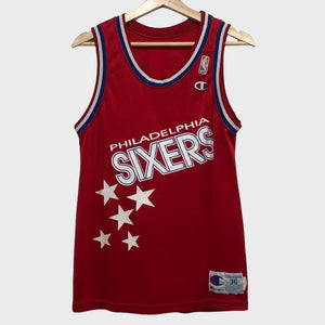 Vintage 1990s Champion Philadelphia 76ers Blank Red NBA Basketball Jersey 36 Small - Laundry PDX