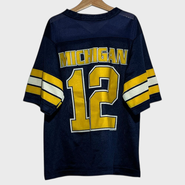 Vintage 1990s Michigan Wolverines Navy Blue NCAA Football Jersey Youth Medium - Laundry PDX