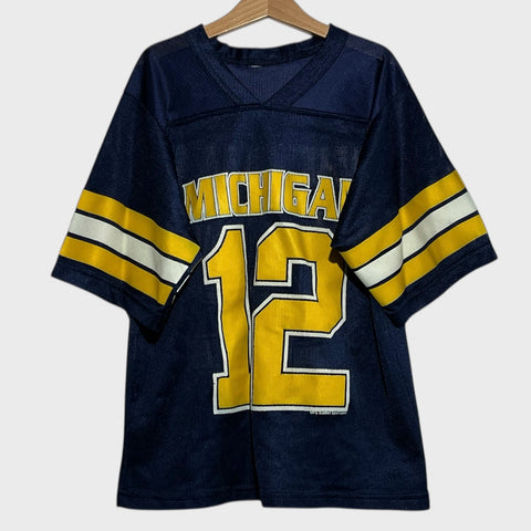 Vintage 1990s Michigan Wolverines Navy Blue NCAA Football Jersey Youth Medium - Laundry PDX