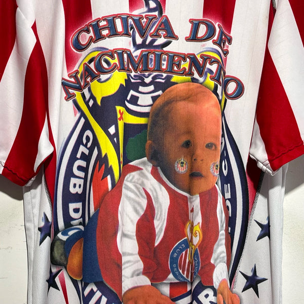 Vintage Chivas De Guadalajara Chiva De Nacimiento All Over Print Red Soccer Football Jersey XL - Laundry PDX