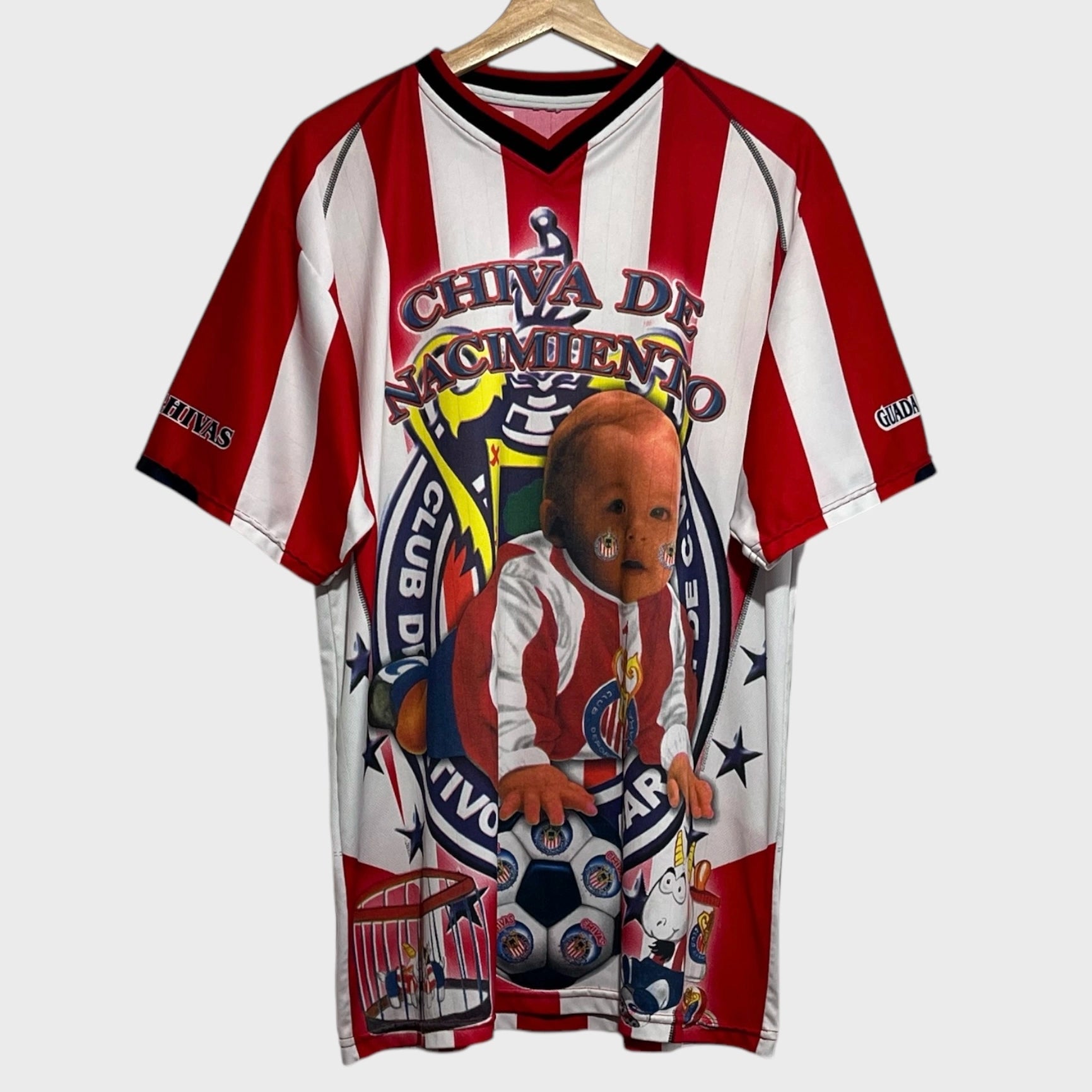 Vintage Chivas De Guadalajara Chiva De Nacimiento All Over Print Red Soccer Football Jersey XL - Laundry PDX