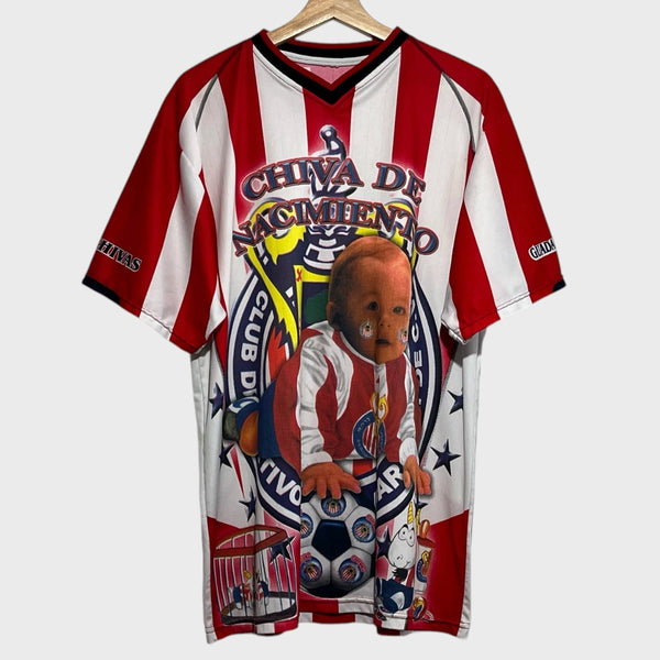 Vintage Chivas De Guadalajara Chiva De Nacimiento All Over Print Red Soccer Football Jersey XL - Laundry PDX