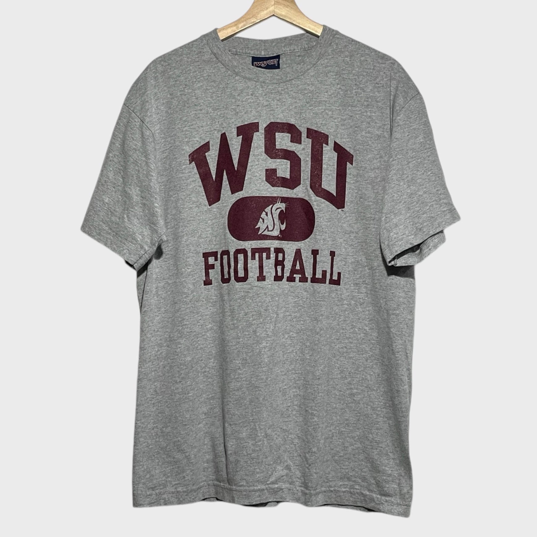 Vintage Jansport Washington State WSU Cougars Gray NCAA Football Tee Shirt Large Laundry PDX