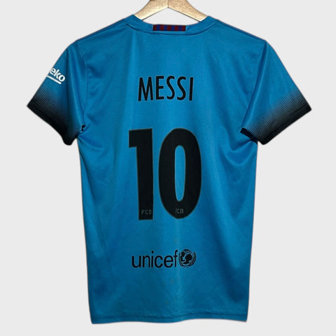 Vintage Lionel Messi FC Barcelona 2015 2016 Blue Third Soccer Jersey Youth Large Laundry PDX