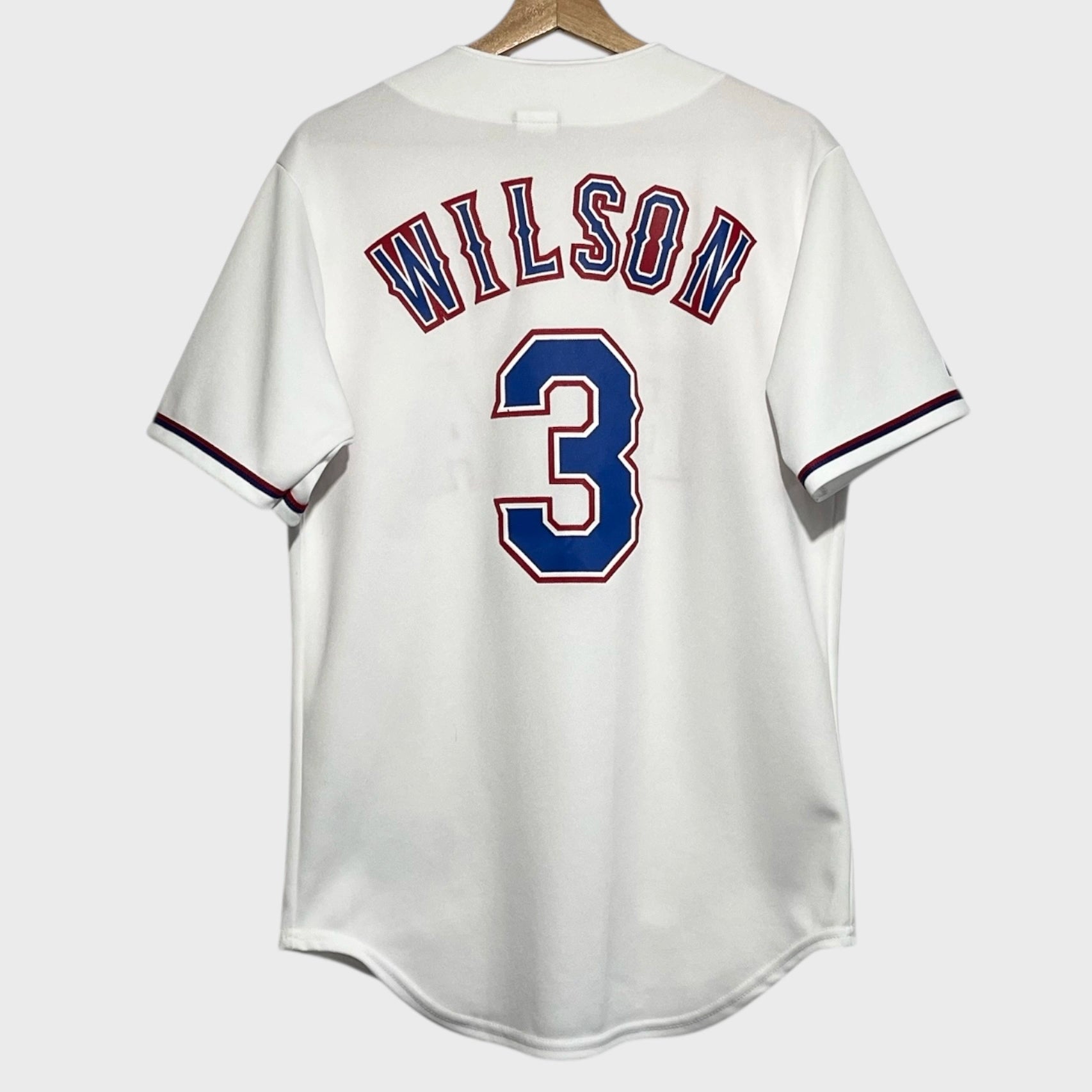 Vintage Majestic Russell Wilson Texas Rangers White MLB Baseball Jersey Small - Laundry PDX
