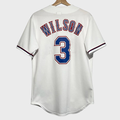 Vintage Majestic Russell Wilson Texas Rangers White MLB Baseball Jersey Small - Laundry PDX